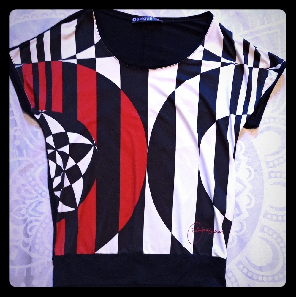 Desigual brand geometric print top